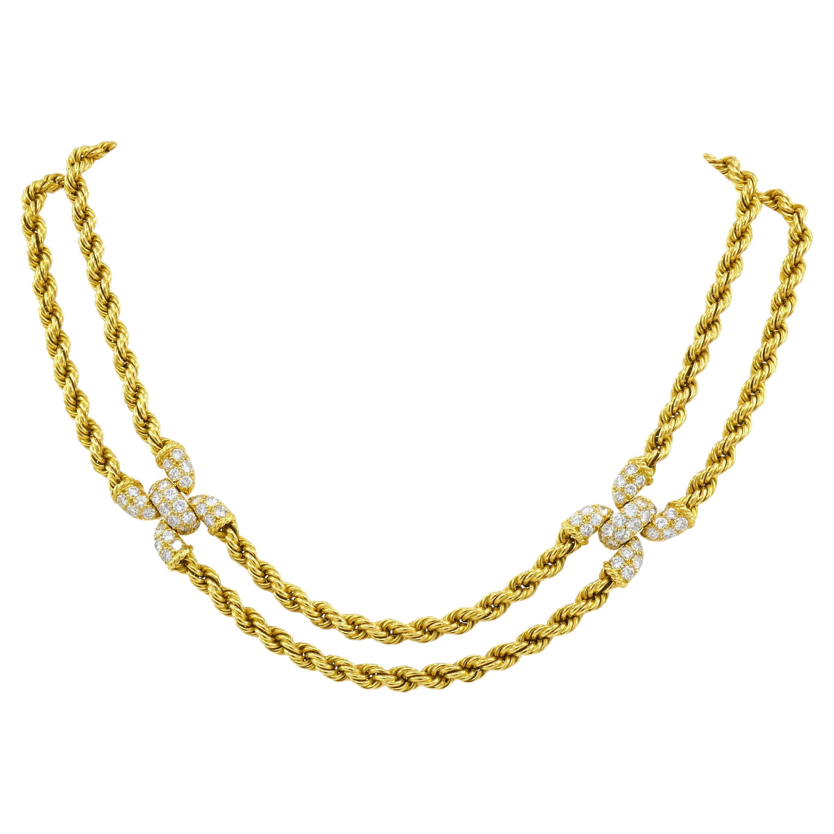 Boucheron Vintage Gold Diamond Necklace Bracelet Set French Estate Jewelry 2