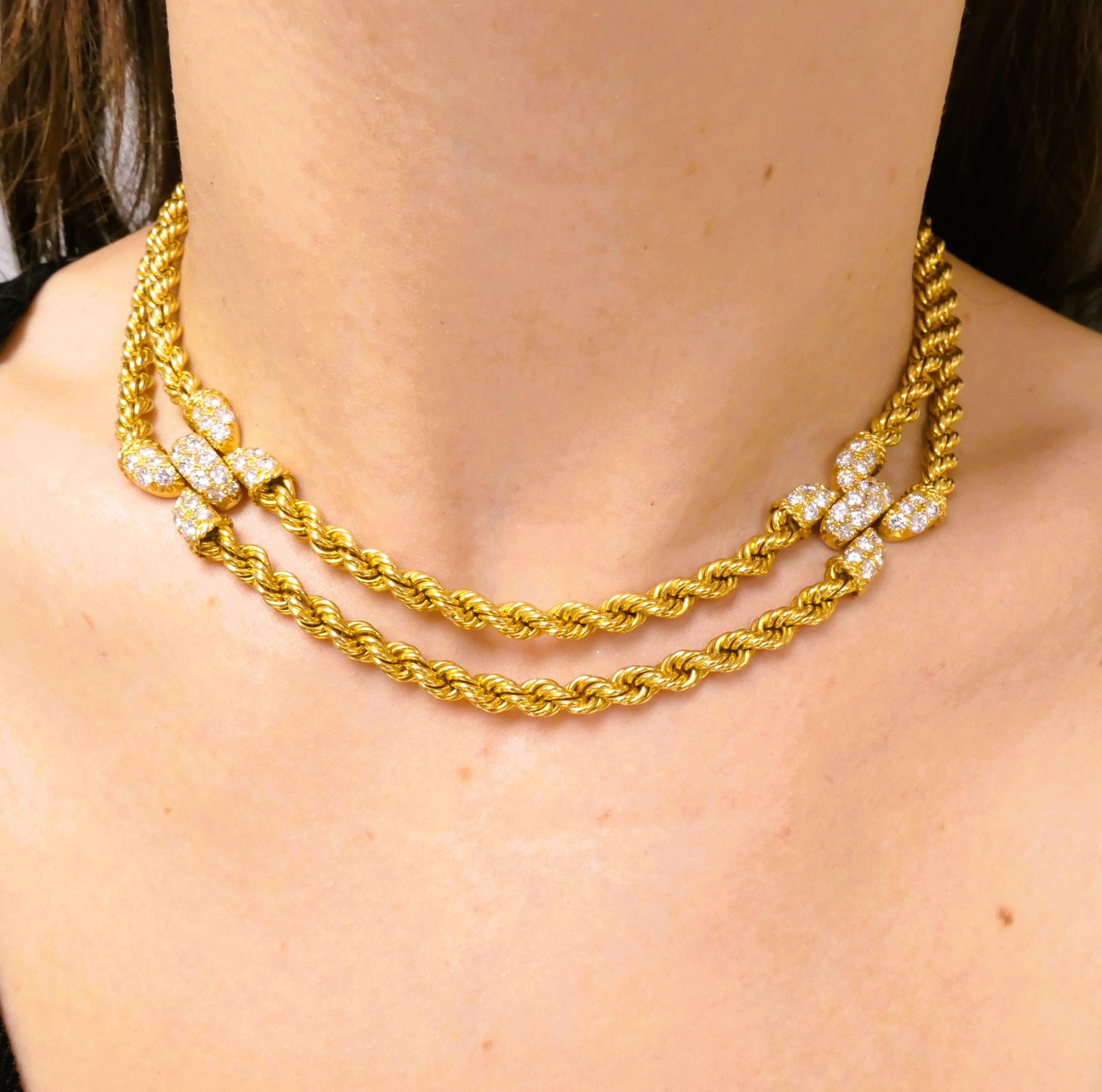 Boucheron Vintage Gold Diamond Necklace Bracelet Set French Estate Jewelry 3