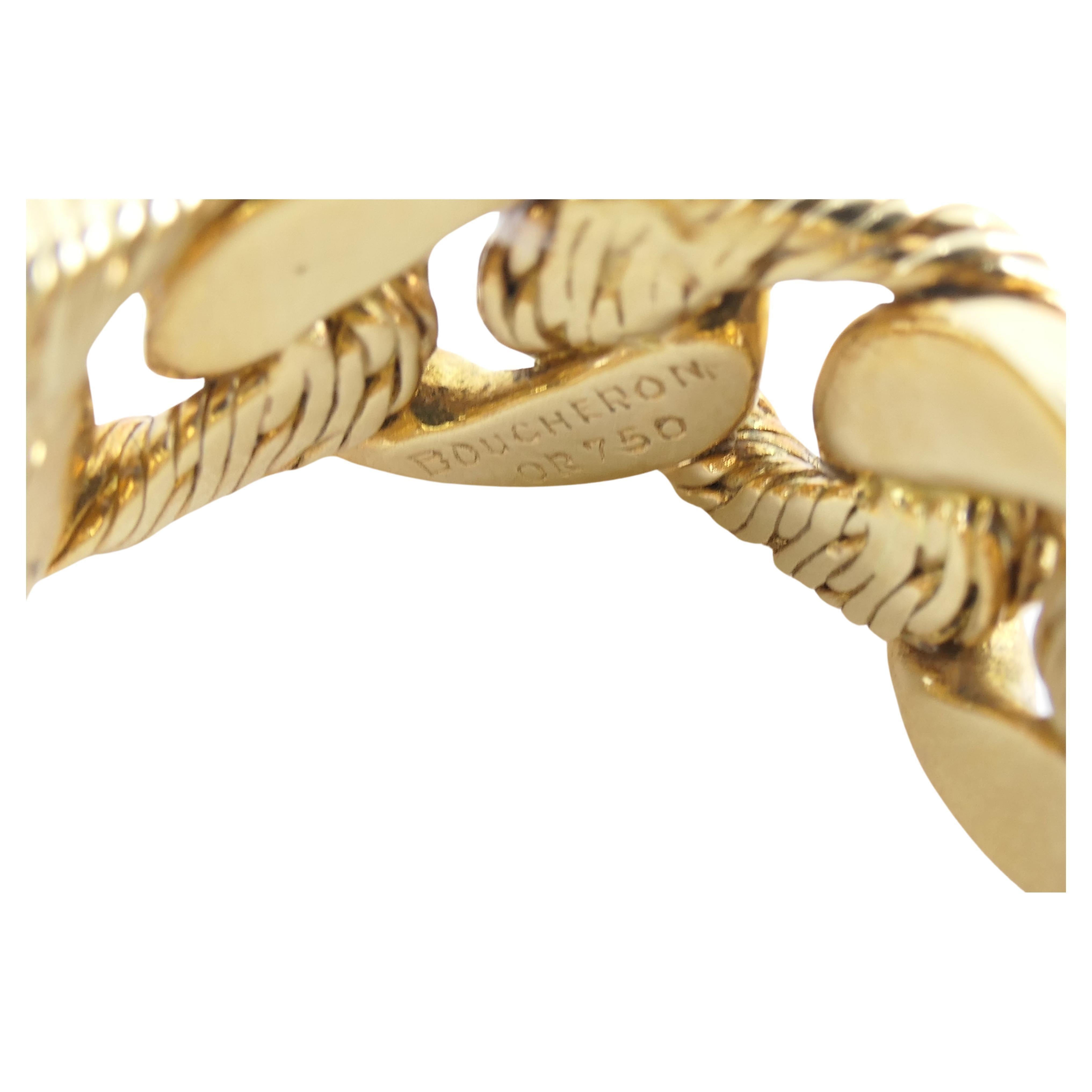 Women's or Men's Boucheron Vintage Gold Ring 18k Curblink Chain