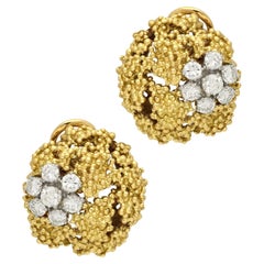 Orecchini a clip Boucheron Vintage Granulation in oro giallo 18 ct e diamanti