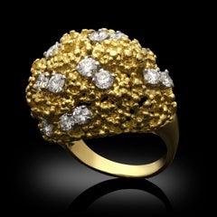 Boucheron Vintage Granulation 18ct Yellow Gold and Diamond Ring