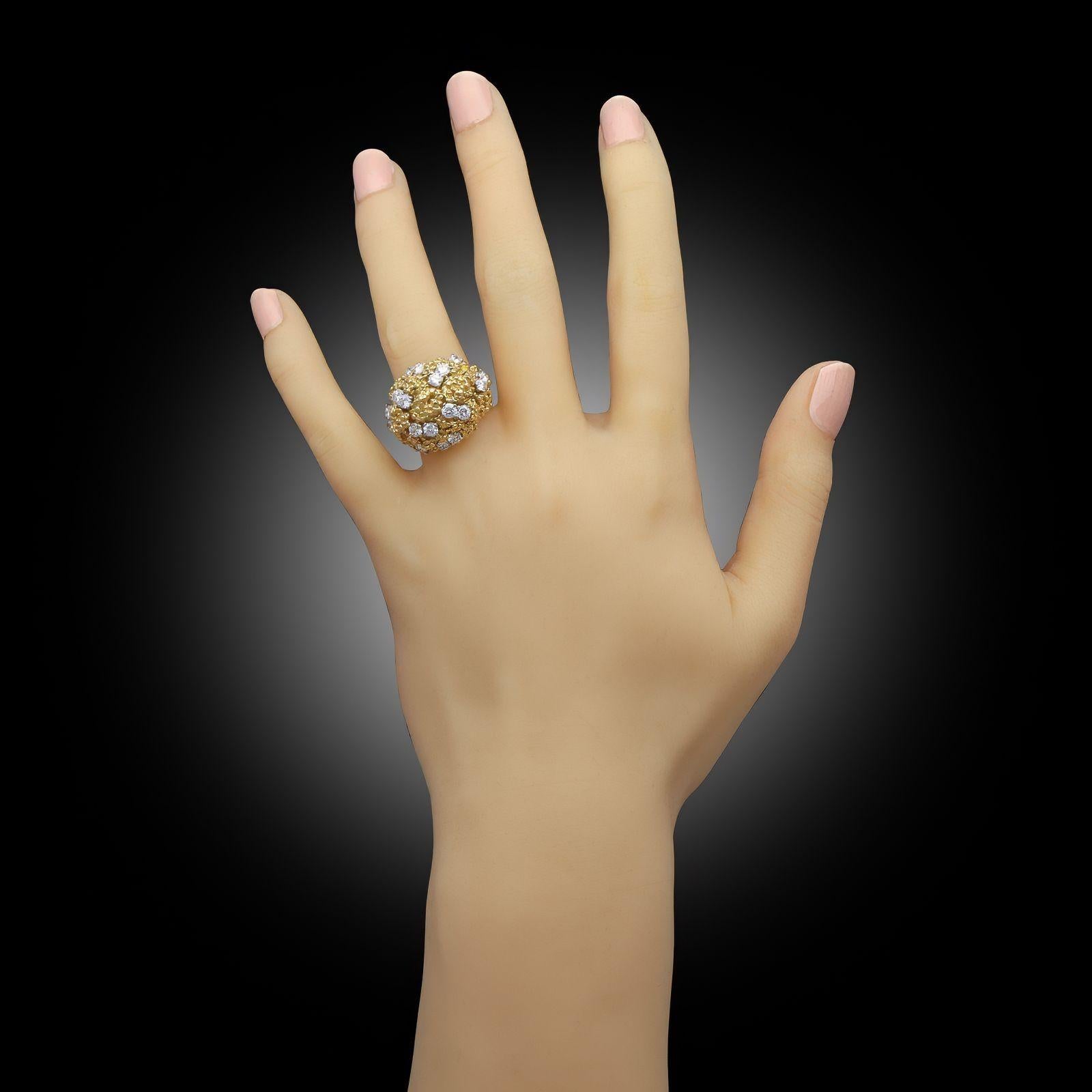 Boucheron Vintage Granulation 18ct Gelbgold und Diamant Ring im Zustand „Gut“ im Angebot in London, GB