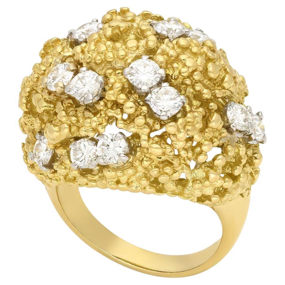 Bague en or jaune 18ct et diamants Boucheron Vintage Granulation