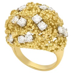 Anello Boucheron Vintage Granulation in oro giallo 18ct e diamanti