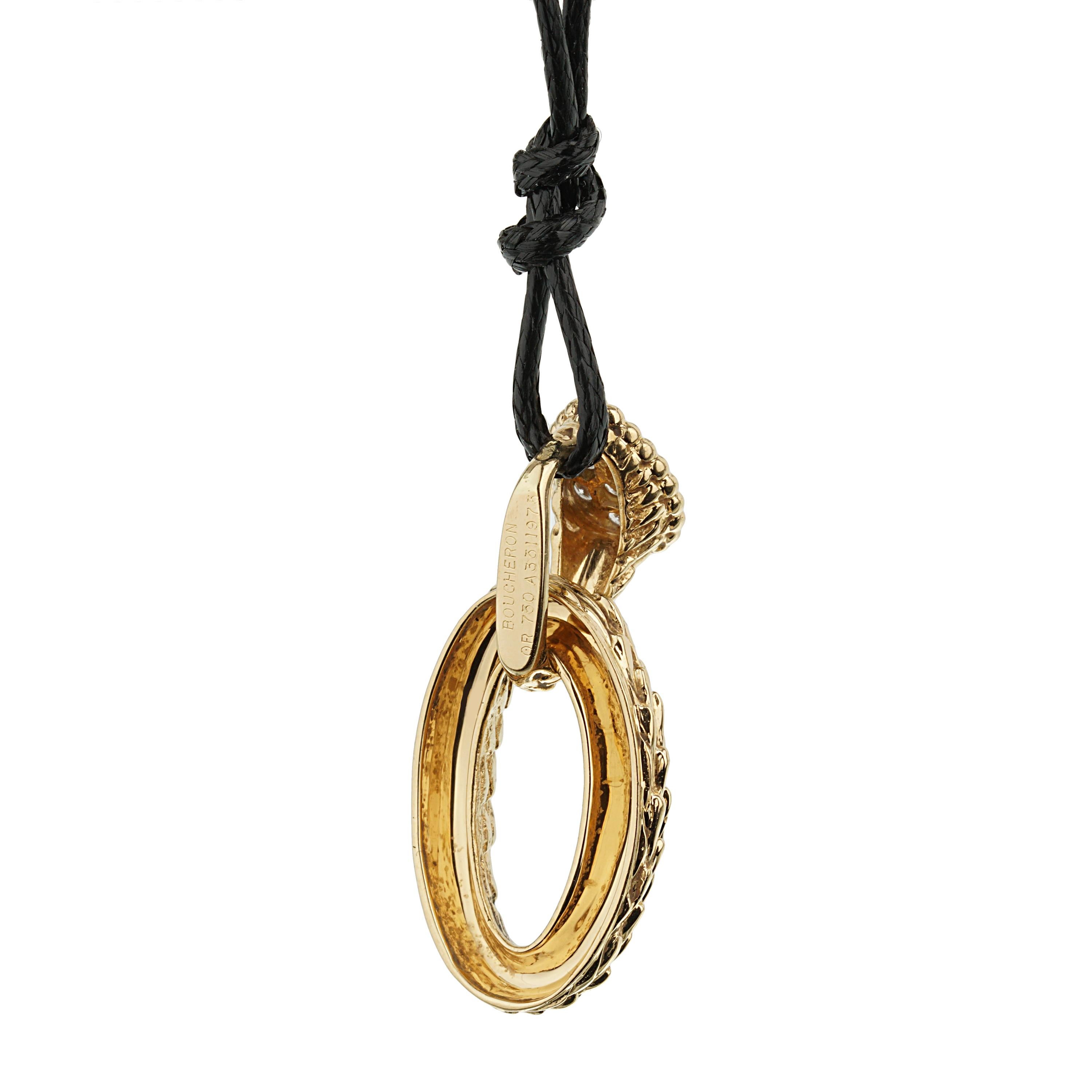 Round Cut Boucheron Vintage Serpent Boheme Diamond Yellow Gold Necklace