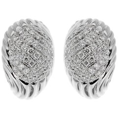 Boucheron Vintage White Gold Diamond Swirl Earrings