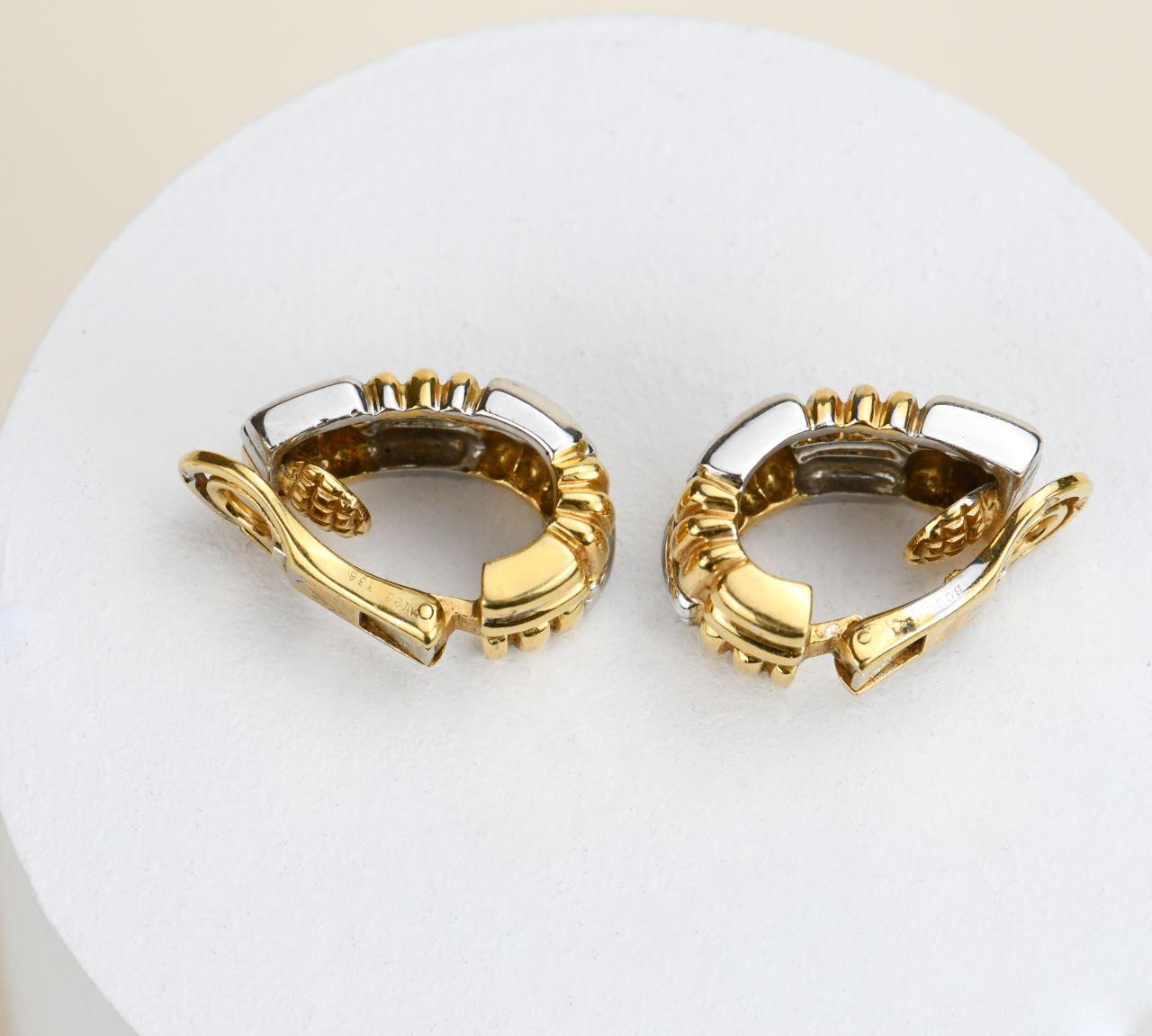 Boucheron Vintage Yellow and White Gold Clip-on Earrings For Sale 2