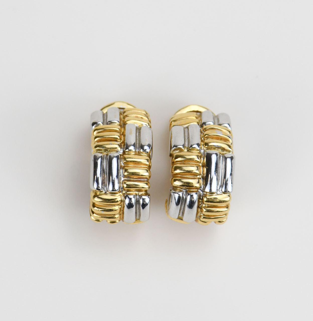 Boucheron Vintage Yellow and White Gold Clip-on Earrings For Sale 3