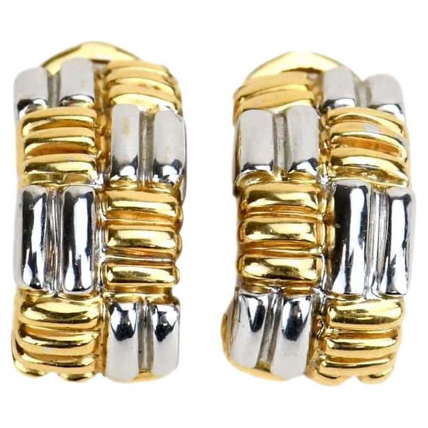 Boucheron Vintage Yellow and White Gold Clip-on Earrings For Sale