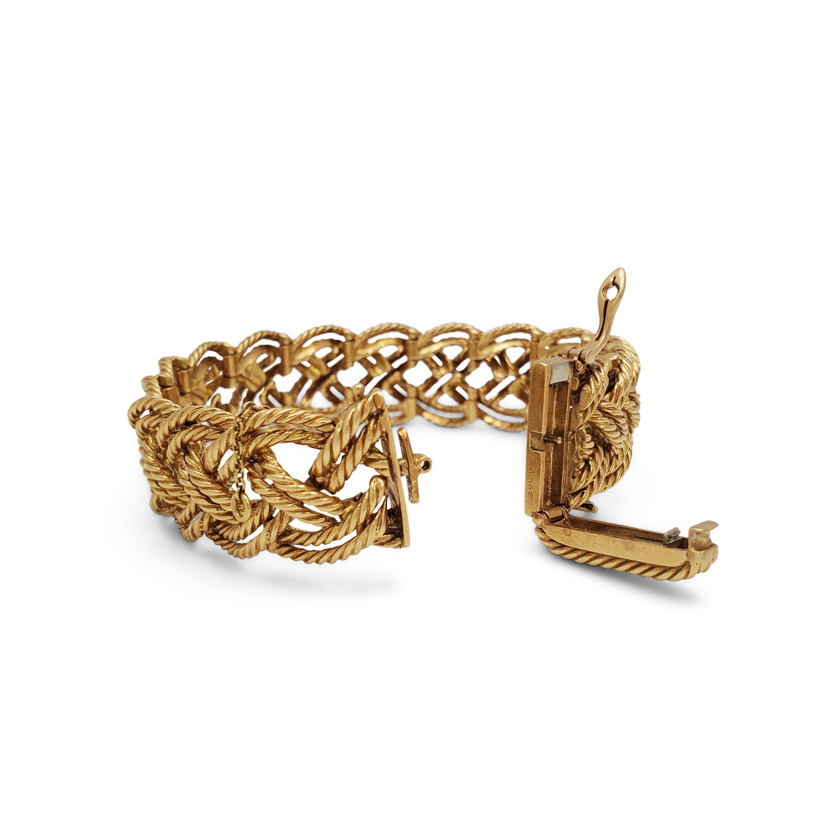 Women's or Men's Boucheron Vintage Yellow Gold Woven Bracelet