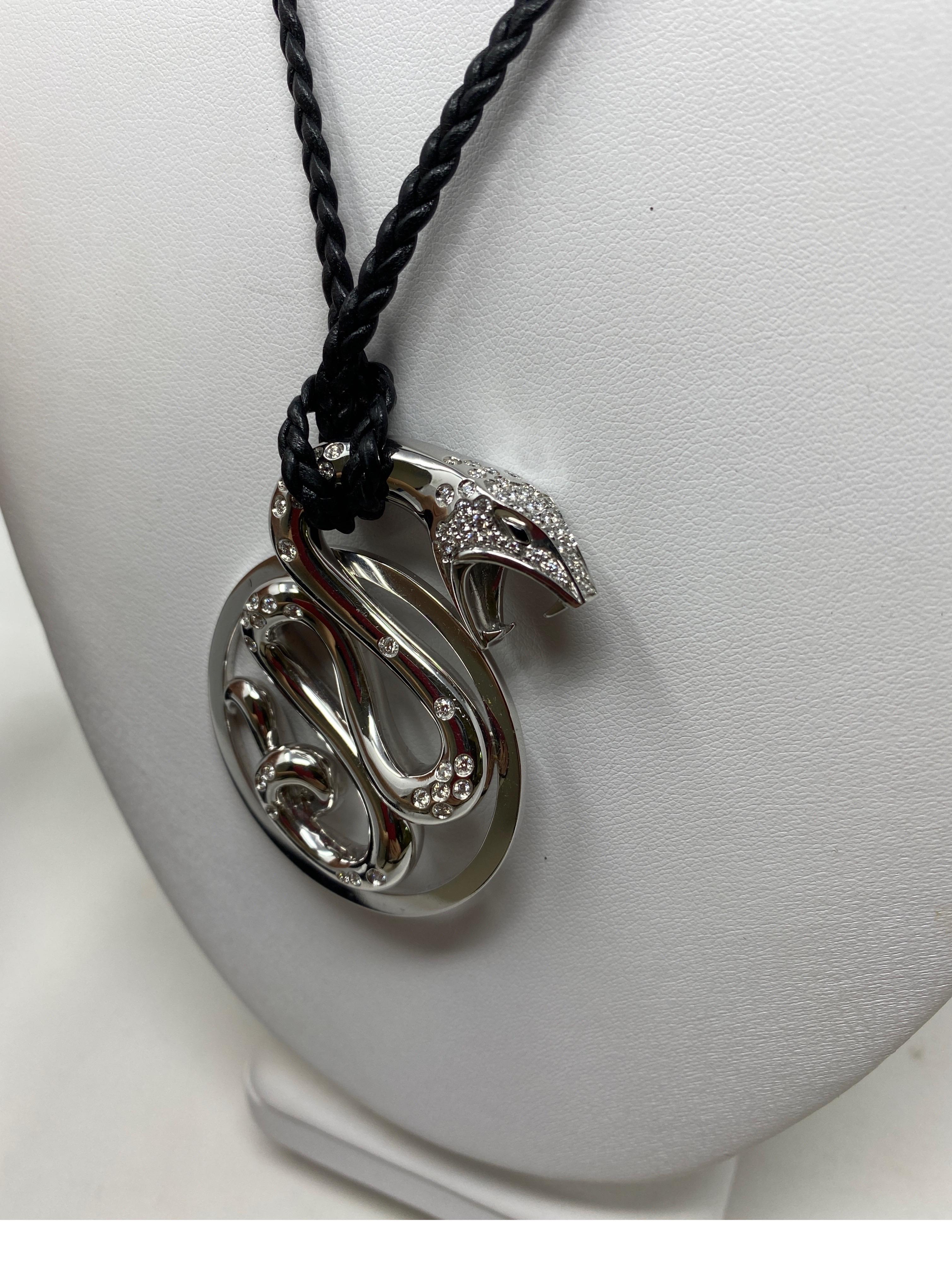 Boucheron White Gold Diamond Dragon Necklace In New Condition In Athens, GA