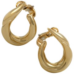 Boucheron Womens 18 Karat Yellow Gold Clip-On Hoop Earrings