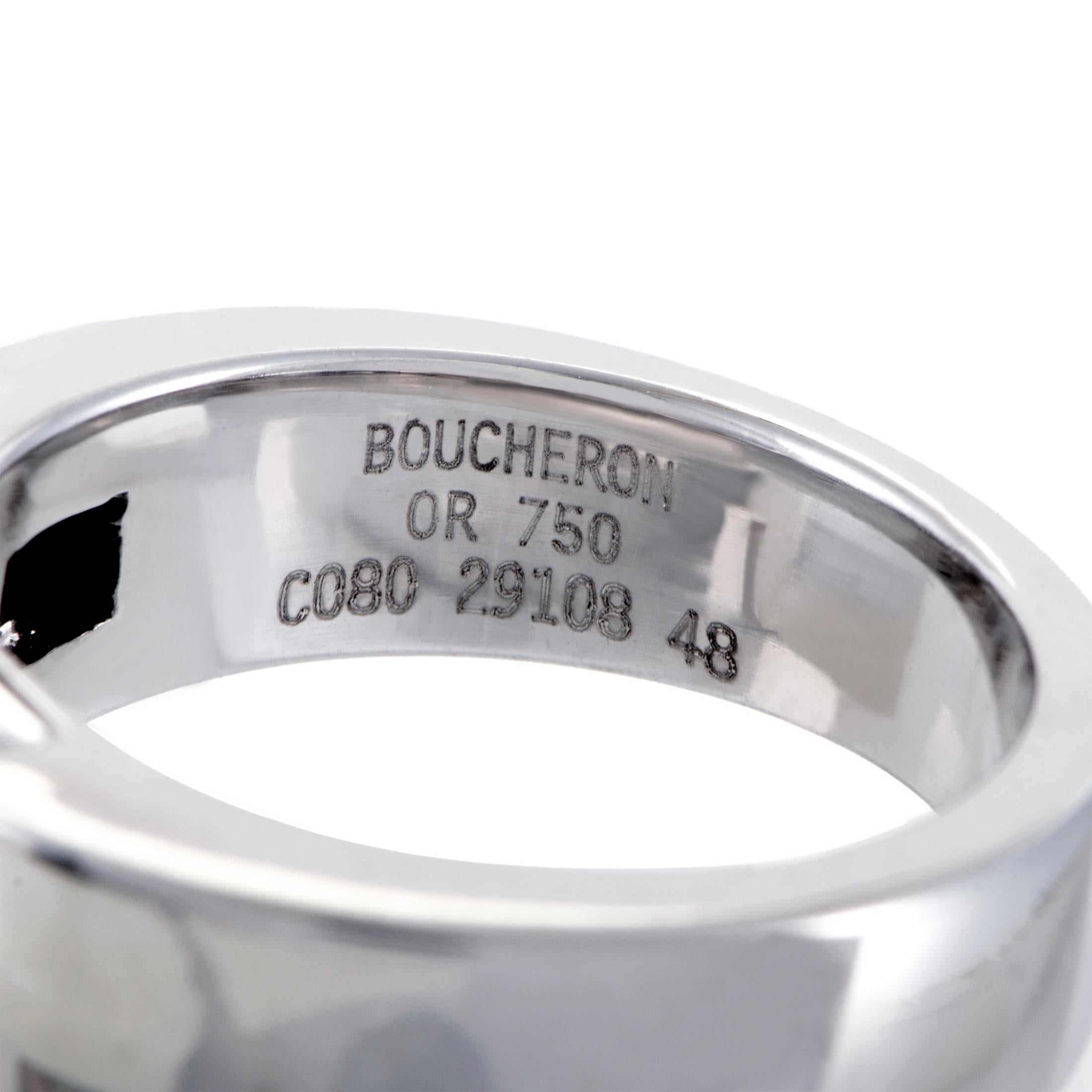 Boucheron Womens 18 Karat White Gold Diamond Baguette Band Ring 1