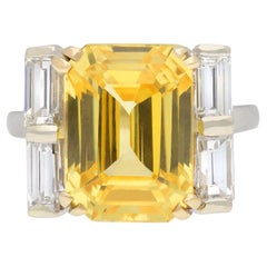 Boucheron yellow Ceylon sapphire and diamond ring, French, circa 1950.