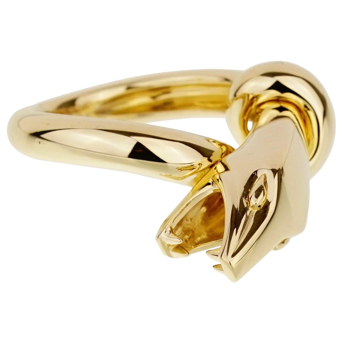 Boucheron Yellow Gold Snake Ring For Sale