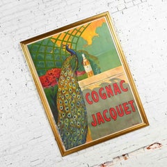 Bouchet Antique Art Deco Art Nuovo Cognac Jacquet Advertising Peacock Poster