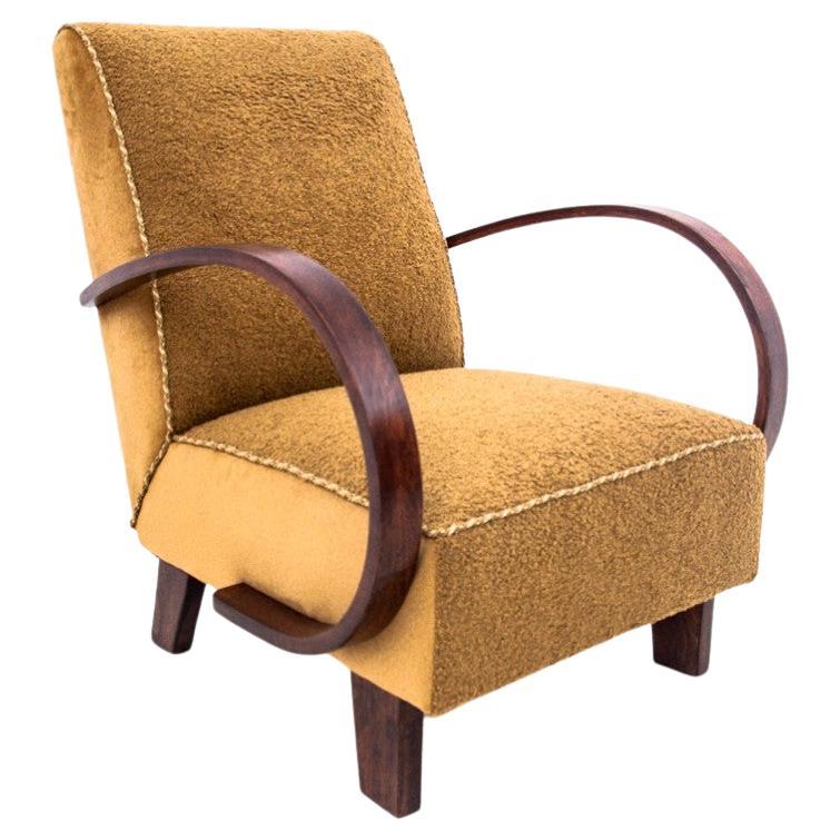 Fauteuil Boucle, conçu par J. Halabala, Tchécoslovaquie, années 1930.