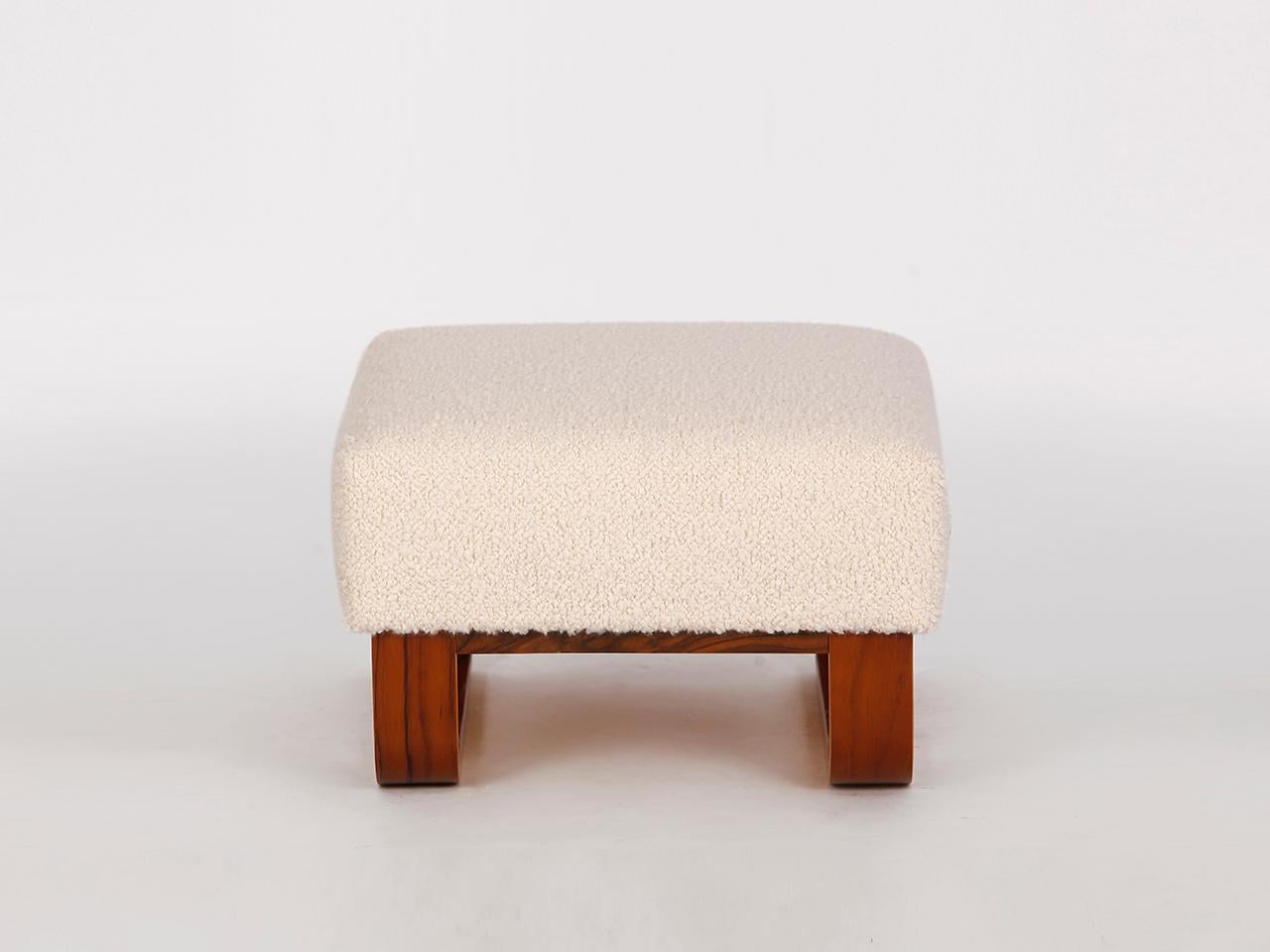 Mid-Century Modern Boucle Bench Stool Footstool, 1960s For Sale