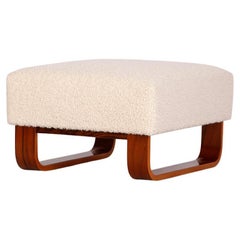 Vintage Boucle Bench Stool Footstool, 1960s