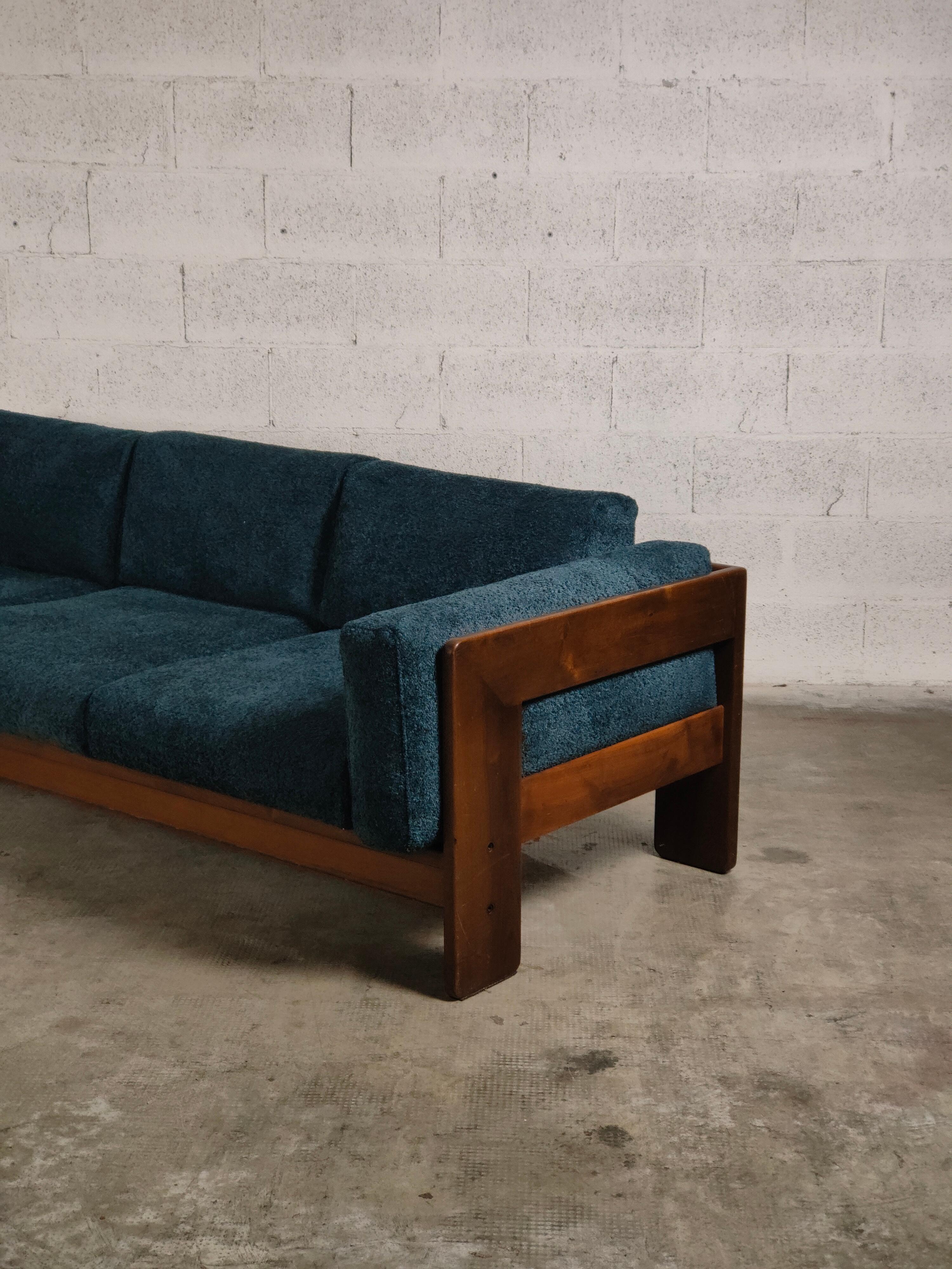 Mid-Century Modern Bouclè blu 3 Seater Bastiano Sofa by Afra & Tobia Scarpa for Gavina 60s