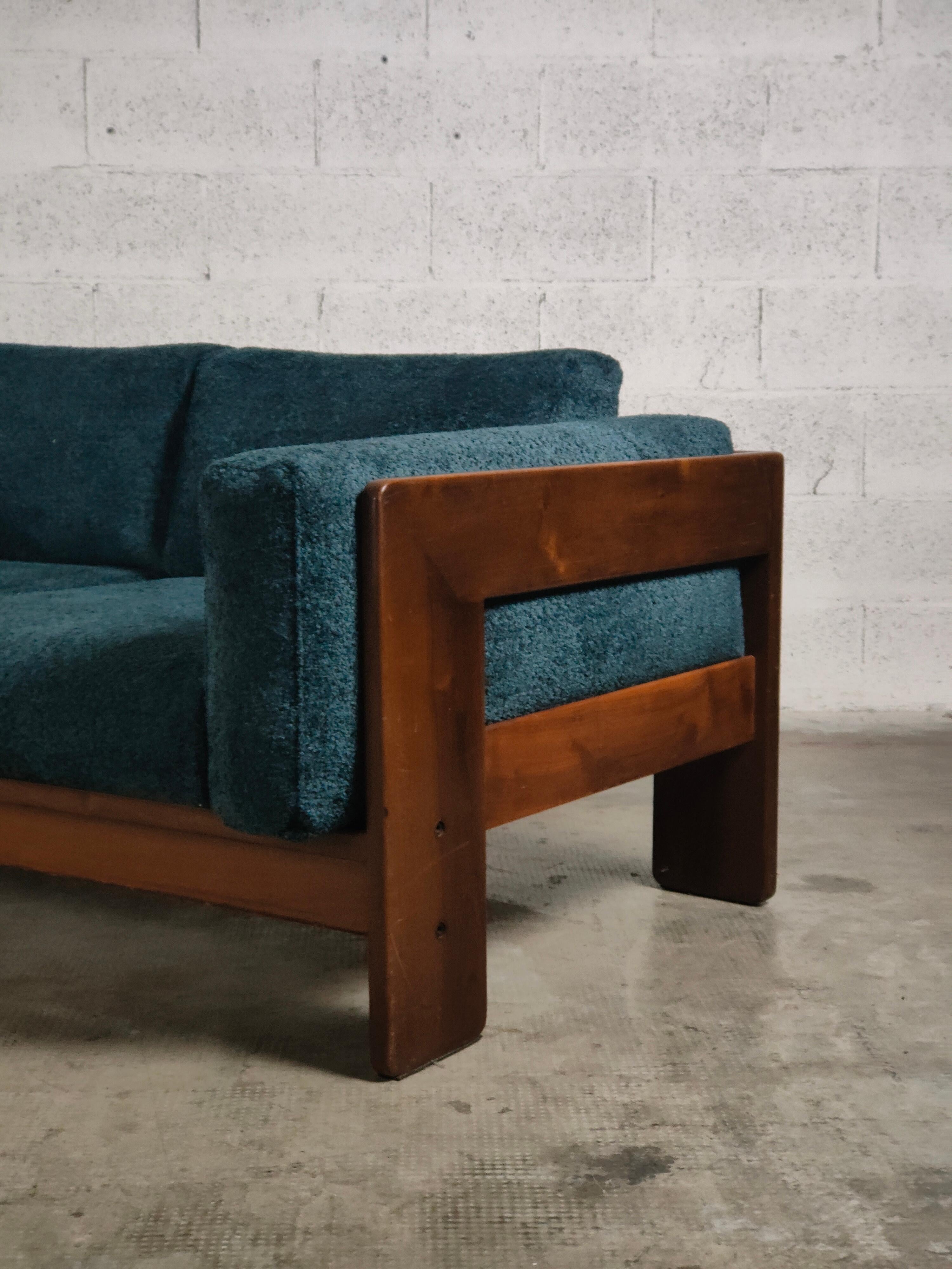 Italian Bouclè blu 3 Seater Bastiano Sofa by Afra & Tobia Scarpa for Gavina 60s