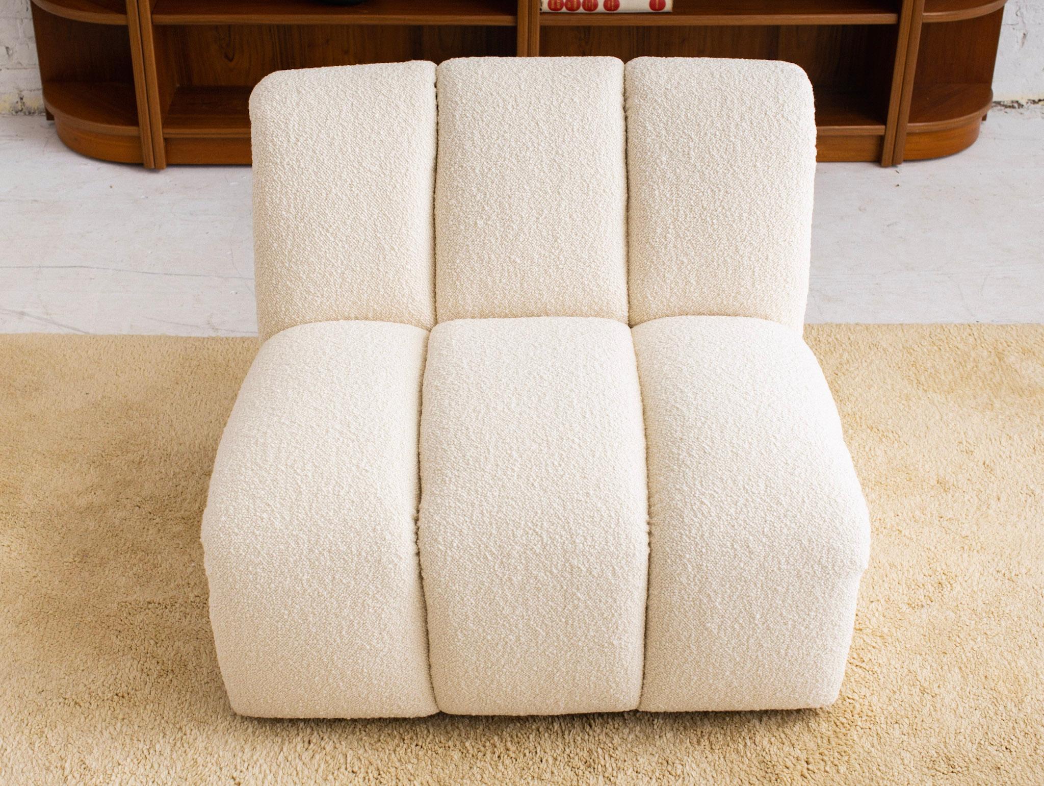 Boucle Channeled Chair and Ottoman by Bernhardt 