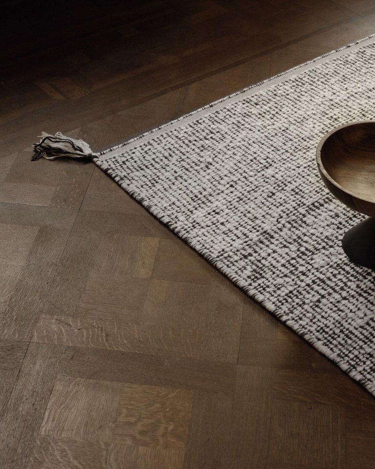 Bouclé-Dark Brown Handwoven Thick Wool Rug For Sale at 1stDibs