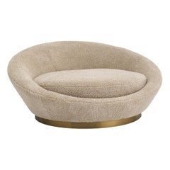 Bouclé Fabric and Brass Finishes Large Armchair