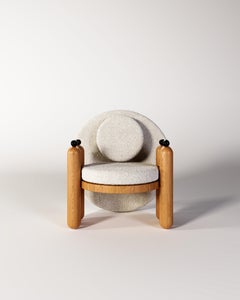Boucle Fabric, Light Brown Natural Oak, Capsule Armchair By OMER OZTURK