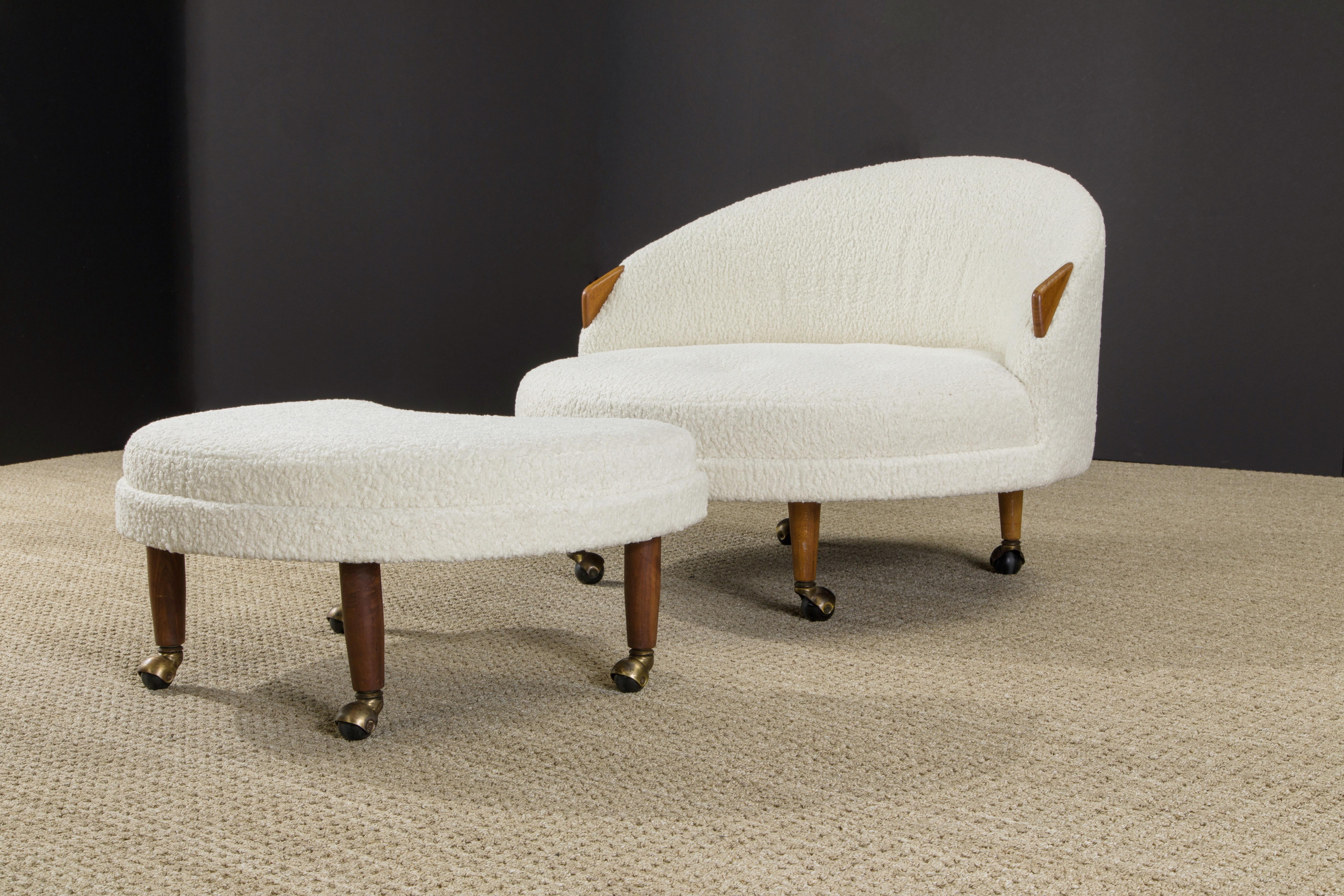 Bouclé 'Havana' Chair & Ottoman by Adrian Pearsall for Craft Associates, c 1960 In Excellent Condition In Los Angeles, CA