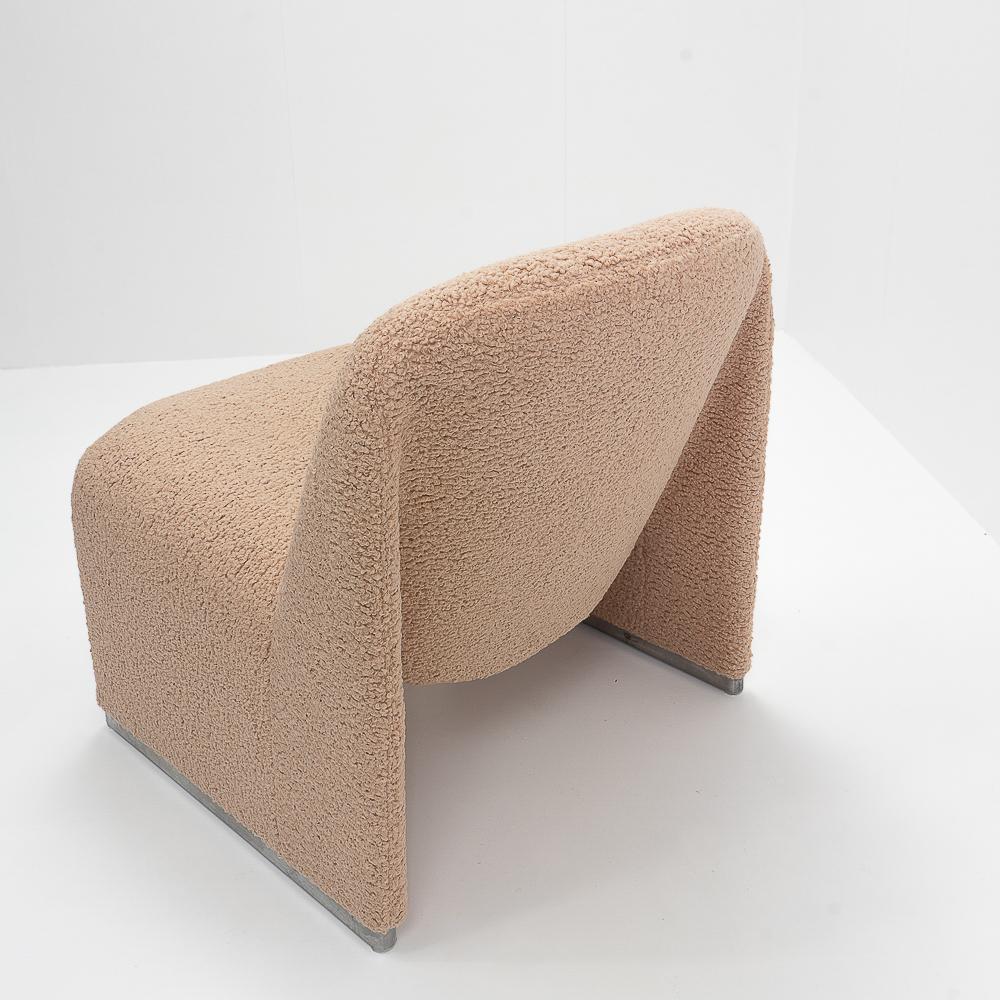 Italian Bouclé Reupholstered Alky Chair by Giancarlo Piretti for Castelli, Italy, 1970s