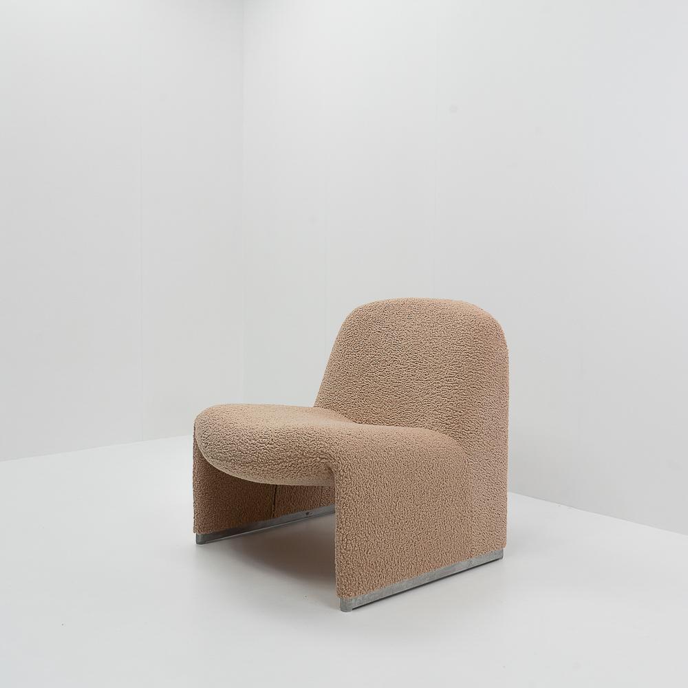 Late 20th Century Bouclé Reupholstered Alky Chair by Giancarlo Piretti for Castelli, Italy, 1970s