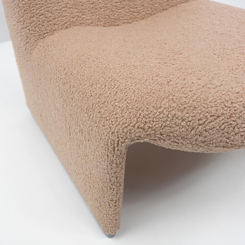 Aluminum Bouclé Reupholstered Alky Chair by Giancarlo Piretti for Castelli, Italy, 1970s