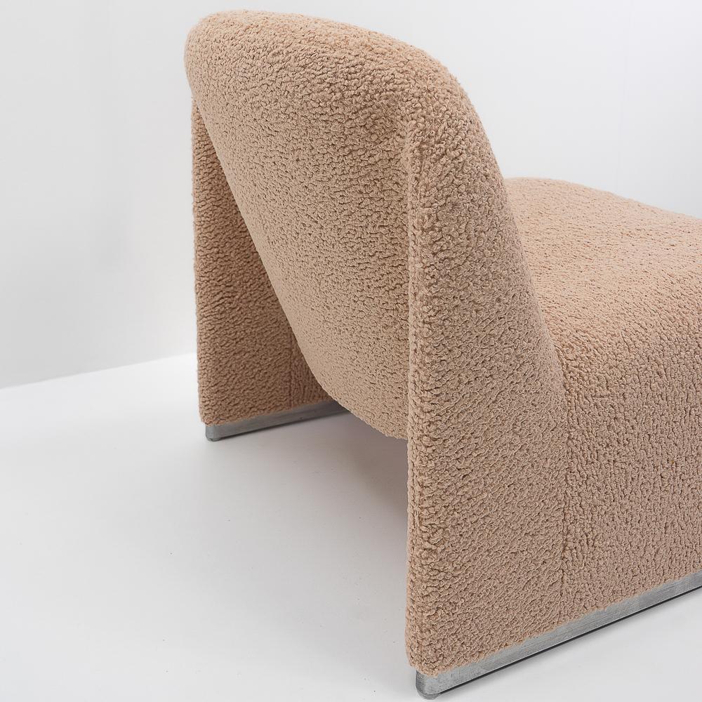 Bouclé Reupholstered Alky Chair by Giancarlo Piretti for Castelli, Italy, 1970s 2