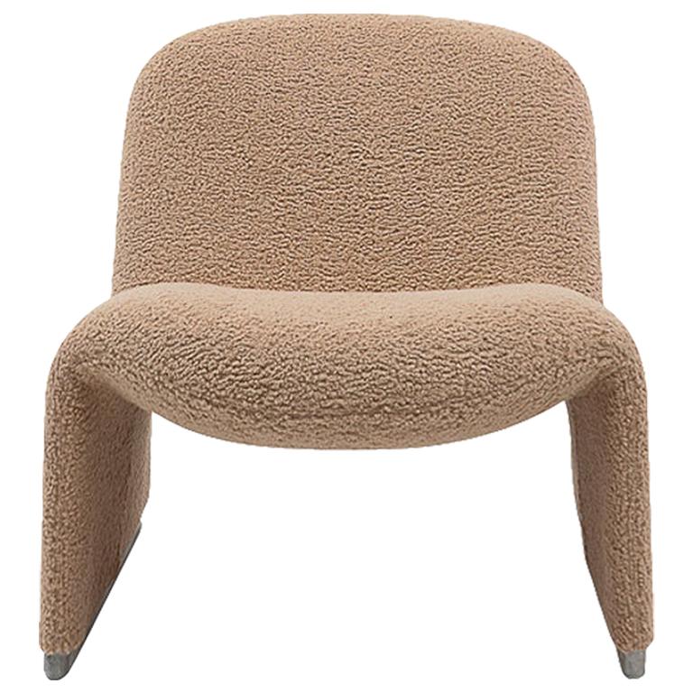 Bouclé Reupholstered Alky Chair by Giancarlo Piretti for Castelli, Italy, 1970s