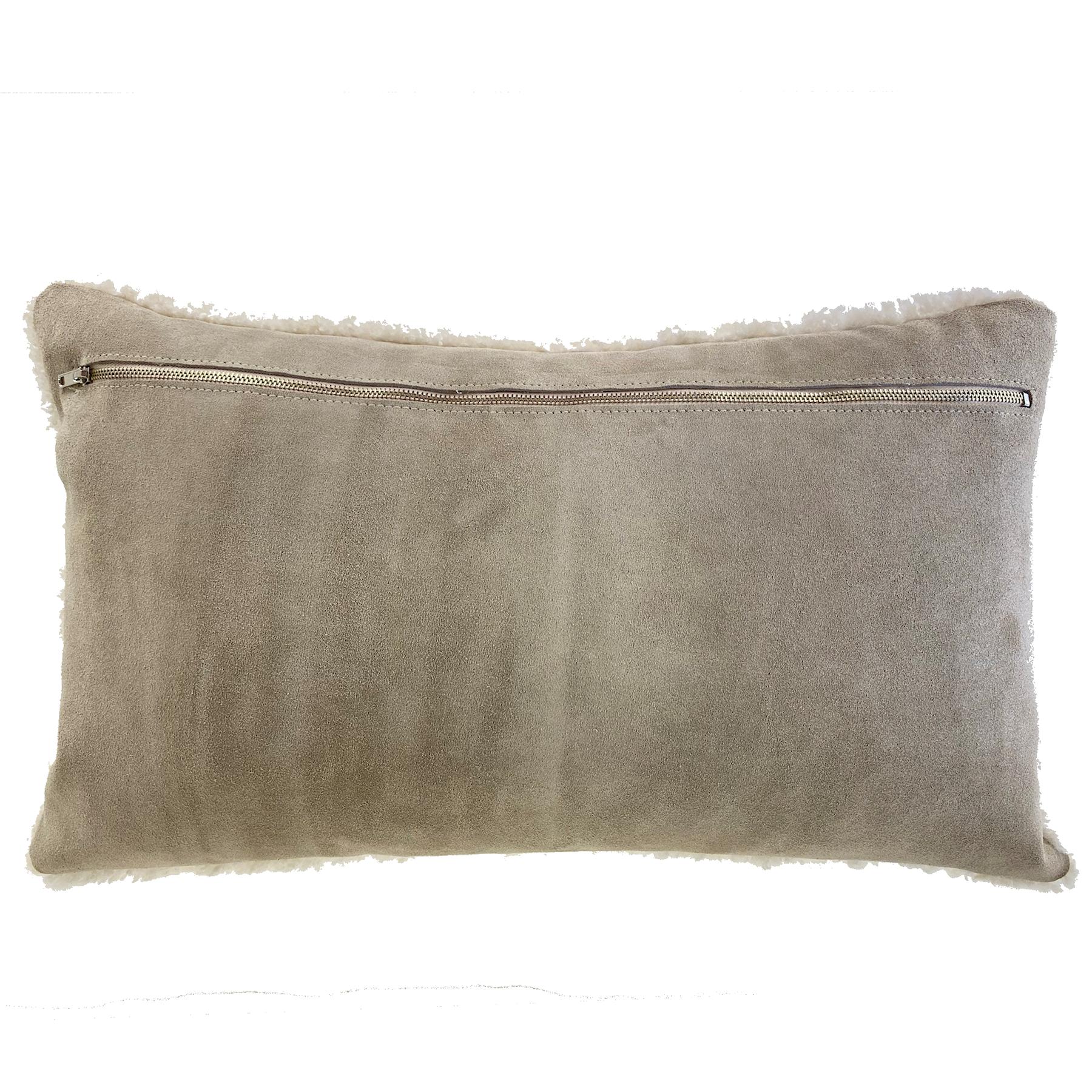 Hand-Crafted Boucle Shearling Sheepskin Pillow Bone, Australian Made 35*60cm For Sale