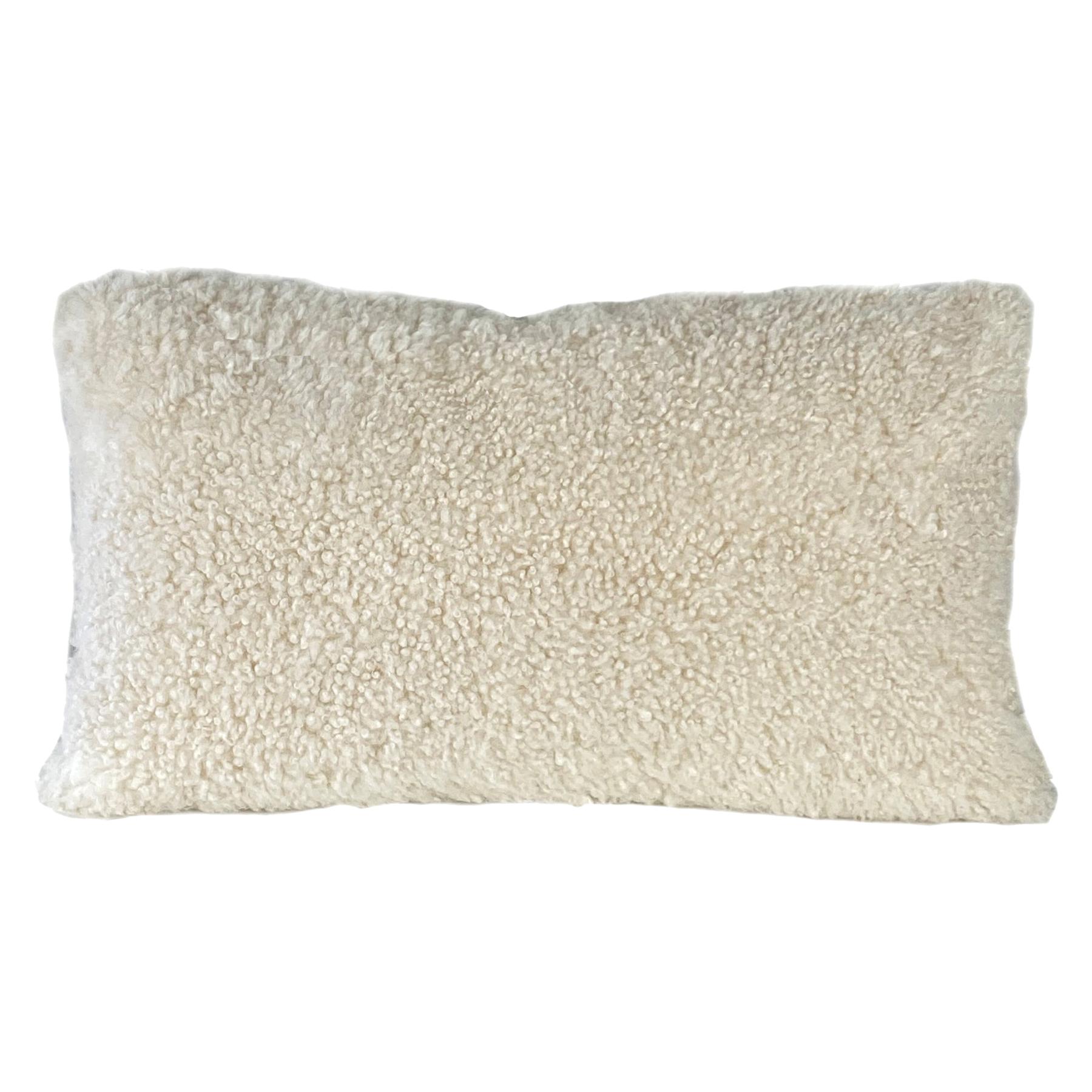 Boucle Shearling Sheepskin Pillow Bone, Australian Made 35*60cm For Sale