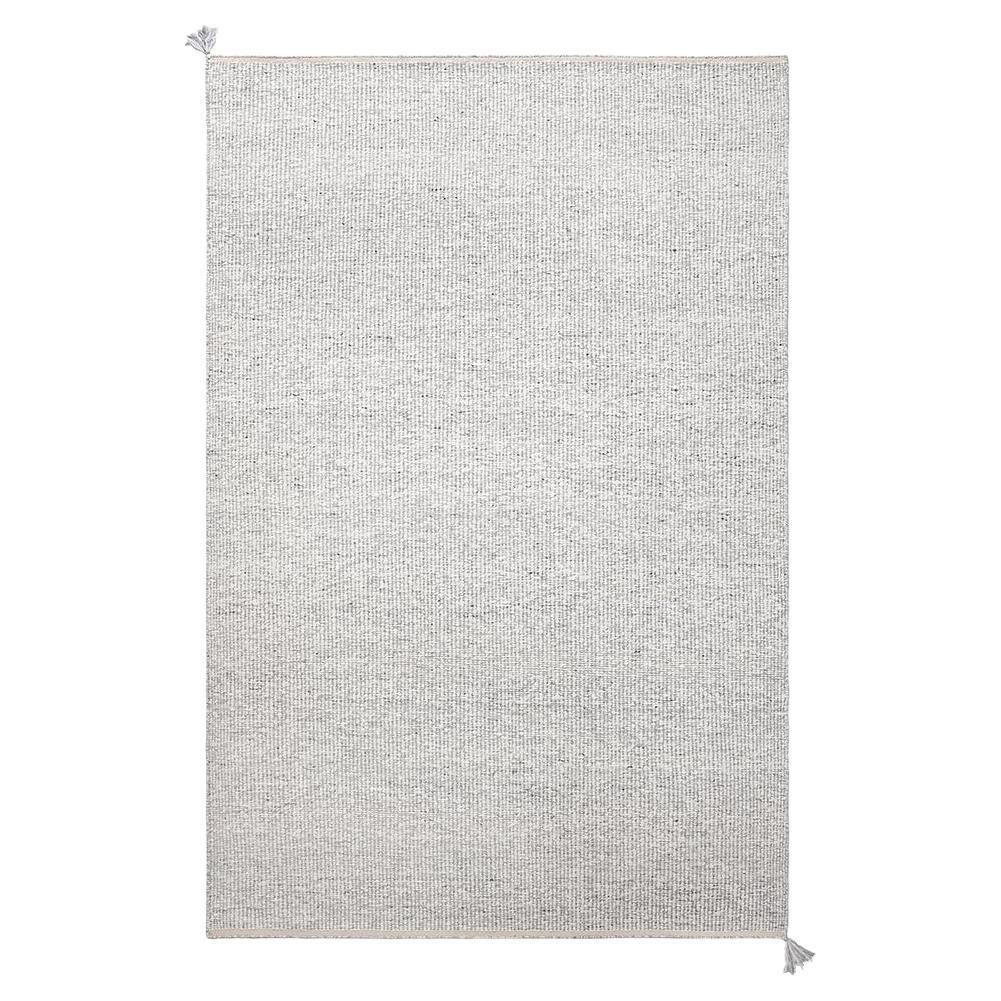 Bouclé-Silver Handwoven Thick Wool Rug For Sale