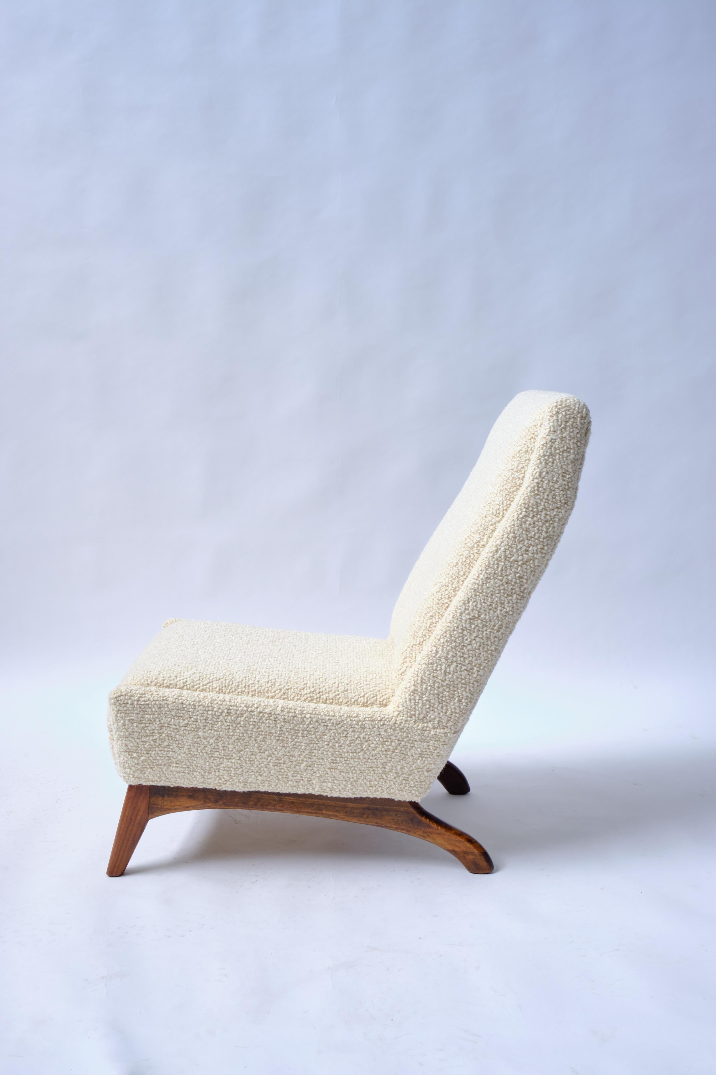 Bouclé-Slipper-Stuhl, ca. 1970er Jahre (Moderne der Mitte des Jahrhunderts) im Angebot