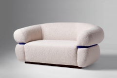 DOOQ Mid-Century Modern Off-white Bouclé Malibu Sofa, Soft Cotton Velvet, w=240