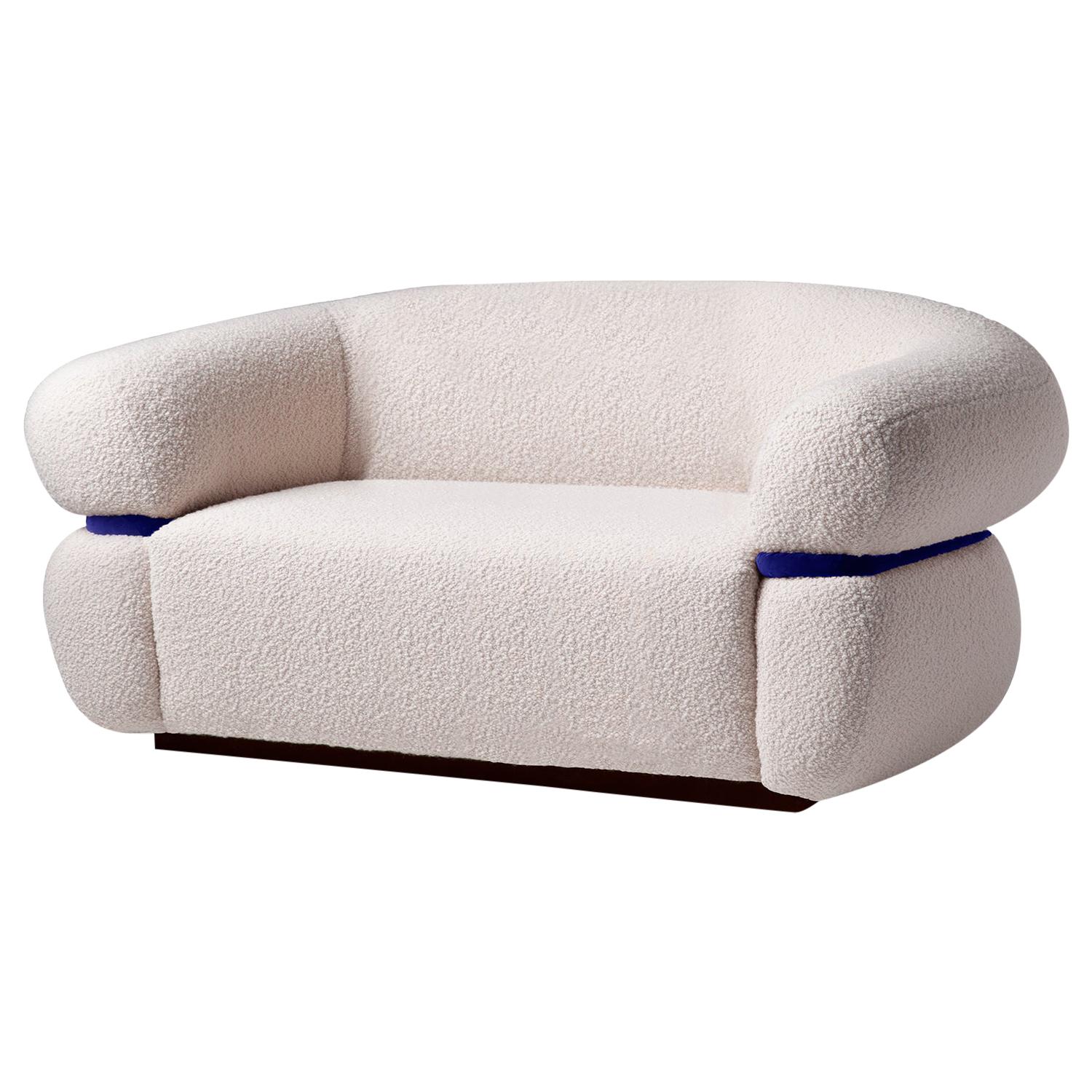 Mid-Century Modern Off-white Bouclé Malibu Sofa Soft Cotton Velvet details