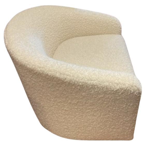 Hand-Crafted Boucle Swivel Club Chair For Sale