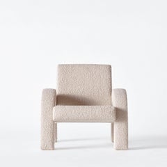Bouclé Upholstered Lounge Chair with Arched Legs, Model Arco Small