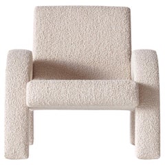 Bouclé Upholstered Lounge Chair with Arched Legs, Model Arco Small