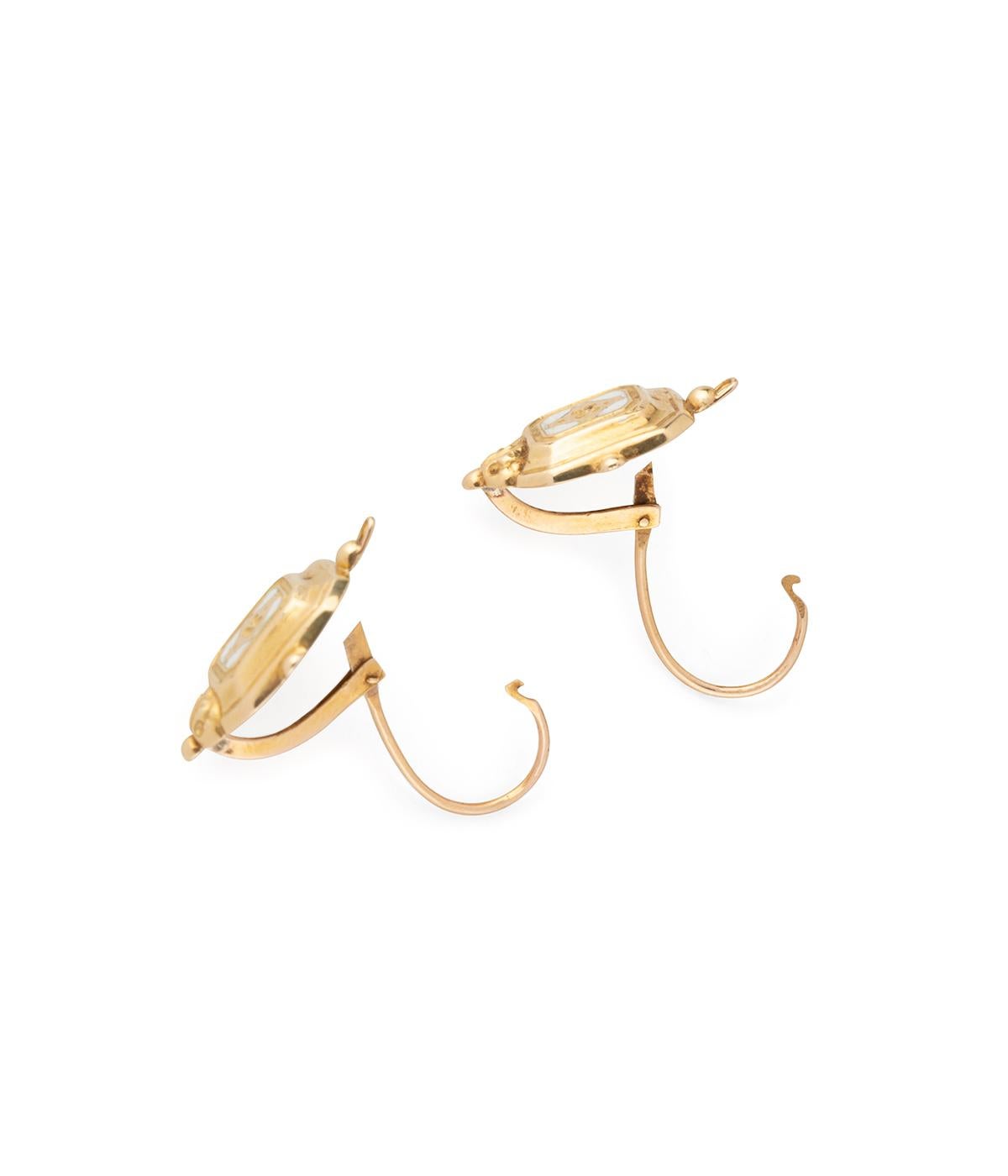 Vittoriano Boucles d'oreilles de la fin du 19ème siècle en or 18 carats et émail in vendita