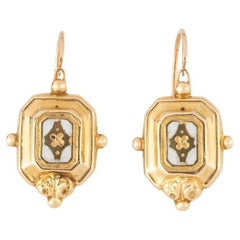 Antique Boucles d'oreilles de la fin du 19ème siècle en or 18 carats et émail