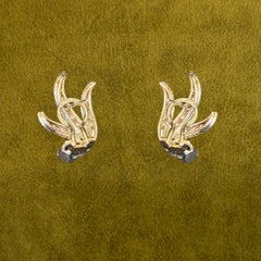 Boucles d’oreilles duo de platine or blanc 18 carats, émeraudes et diamants
