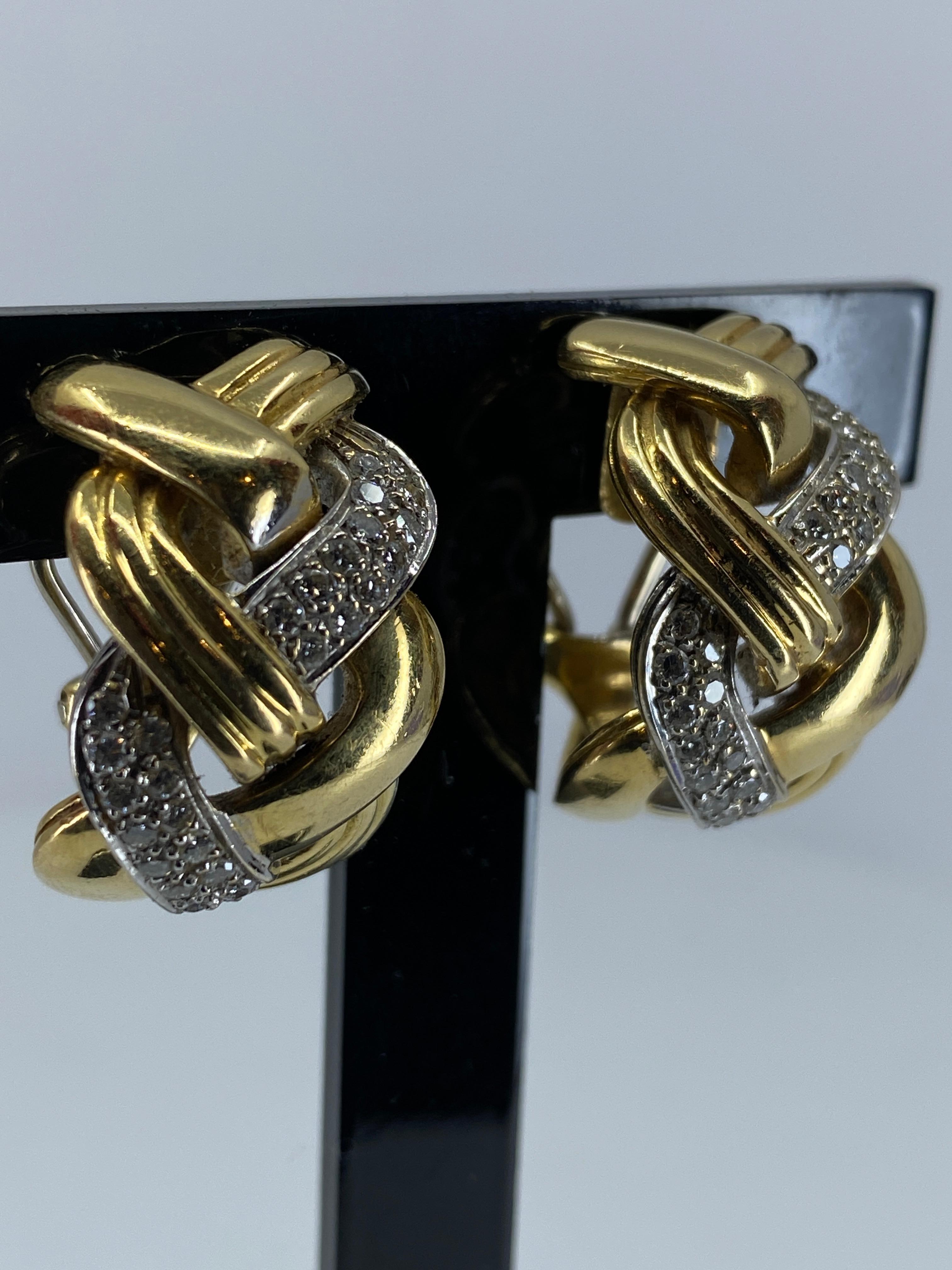 Brilliant Cut Boucles D’oreilles En or 18 Carats “ Tresses ” Serties Diamants Signées Repossi For Sale