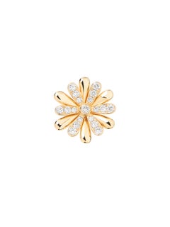 18 Carat Yellow and White Gold Earrings, Diamonds, Flower Collection