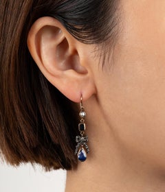 Boucles d'oreilles Ier empire en argent, ou, saphirs et diamants